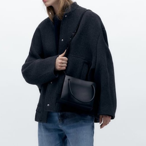 Zara Black Leather Mini Tote with Shoulder Strap - Picture 5 of 5